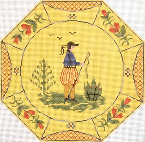 Cooper Oaks Design Boy Quimper Plate 18M Needlepoint Canvas