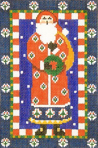 Cooper Oaks Design Blue Frame Santa Needlepoint Canvas