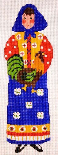 Cooper Oaks Design B Lady Rooster 13M Needlepoint Canvas