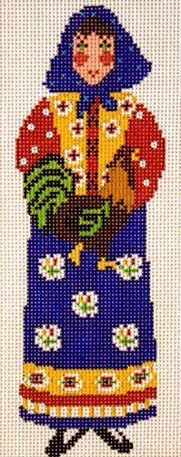 Cooper Oaks Design B Lady Rooster Ornament Needlepoint Canvas