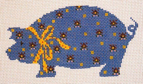 Cooper Oaks Design Blue Pig Needlepoint Canvas