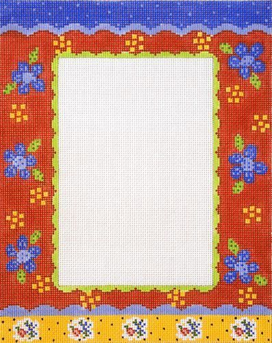 Cooper Oaks Design Blue Dot Flower Frame Needlepoint Canvas