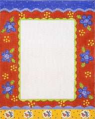 Cooper Oaks Design Blue Dot Flower Frame Needlepoint Canvas