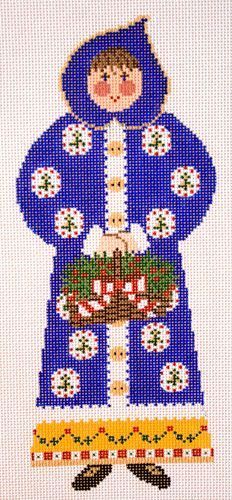 Cooper Oaks Design Blue Mrs Santa Basket Needlepoint Canvas