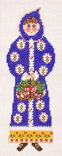 Cooper Oaks Design Blue Mrs Santa Basket Ornament Needlepoint Canvas