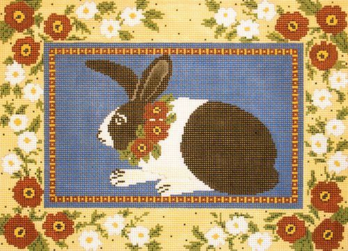 Cooper Oaks Design Floral Framed Bunny Needlepoint Canvas