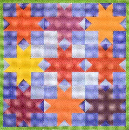 Cooper Oaks Design 8 Ptd Star Tic Tac Toe Needlepoint Canvas