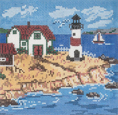 Cooper Oaks Design Cottage With Lighthouse Needlepoint Canvas