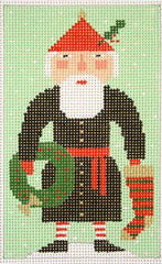 Birds of a Feather Black Santa Needlepoint Canvas