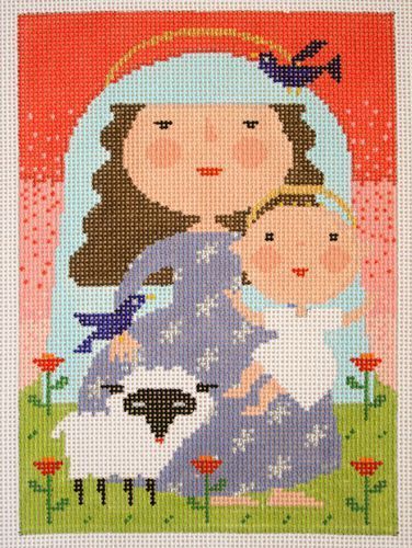 Birds of a Feather Madonna and Child Needlepoint Canvas