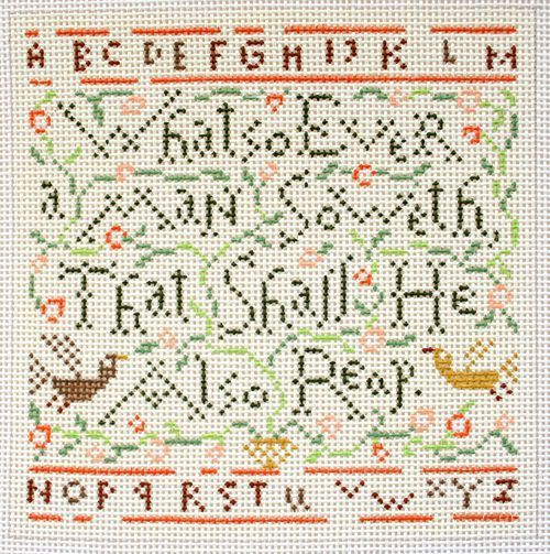 Birds of a Feather Soweth Sampler Needlepoint Canvas