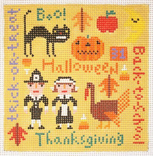 Birds of a Feather Holiday Seasons Fall Needlepoint Canvas