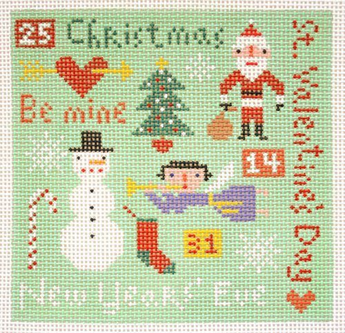 Birds of a Feather Holiday Seasons Winter Needlepoint Canvas