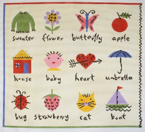 Birds of a Feather Ink Icons Needlepoint Canvas