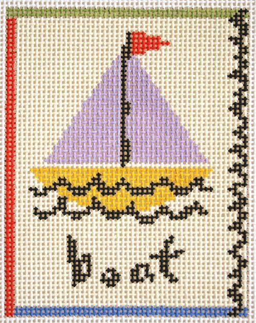 Birds of a Feather Ink Icons Boat Needlepoint Canvas