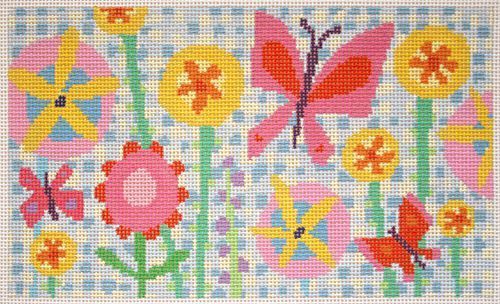 Birds of a Feather Garden Check Needlepoint Canvas