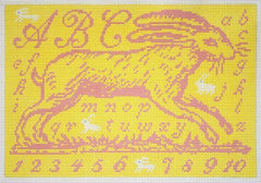 Birds of a Feather Toile Rabbit Pink Needlepoint Canvas