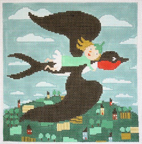 Birds of a Feather Thumbellina Needlepoint Canvas