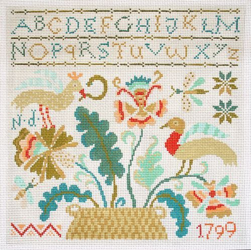 Birds of a Feather Nancy Davis Abundant Garden Day Needlepoint Canvas