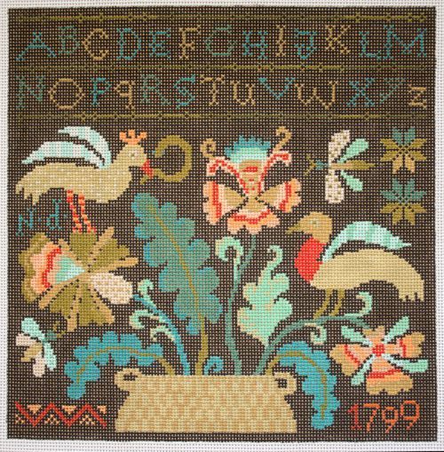 Birds of a Feather Abundant Garden Night Needlepoint Canvas