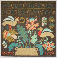 Birds of a Feather Abundant Garden Night Needlepoint Canvas