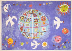 Birds of a Feather Blue World Needlepoint Canvas