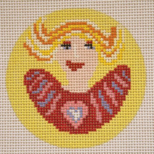 Birds of a Feather Swedish Angel Pink Needlepoint Canvas