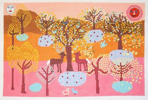 Birds of a Feather Flora and Fauna Needlepoint Canvas