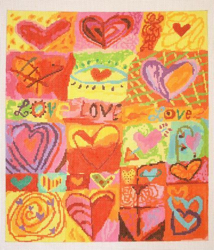 Birds of a Feather Love Love Love Needlepoint Canvas