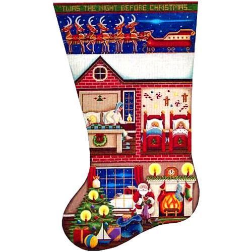 Rebecca Wood Designs Twas the Night Christmas Stocking Needlepoint Canvas