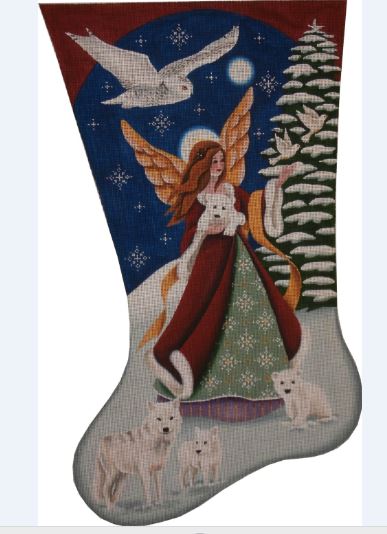 Rebecca Wood Designs Arctic Angel Stocking Needlepoint Canvas - 13M