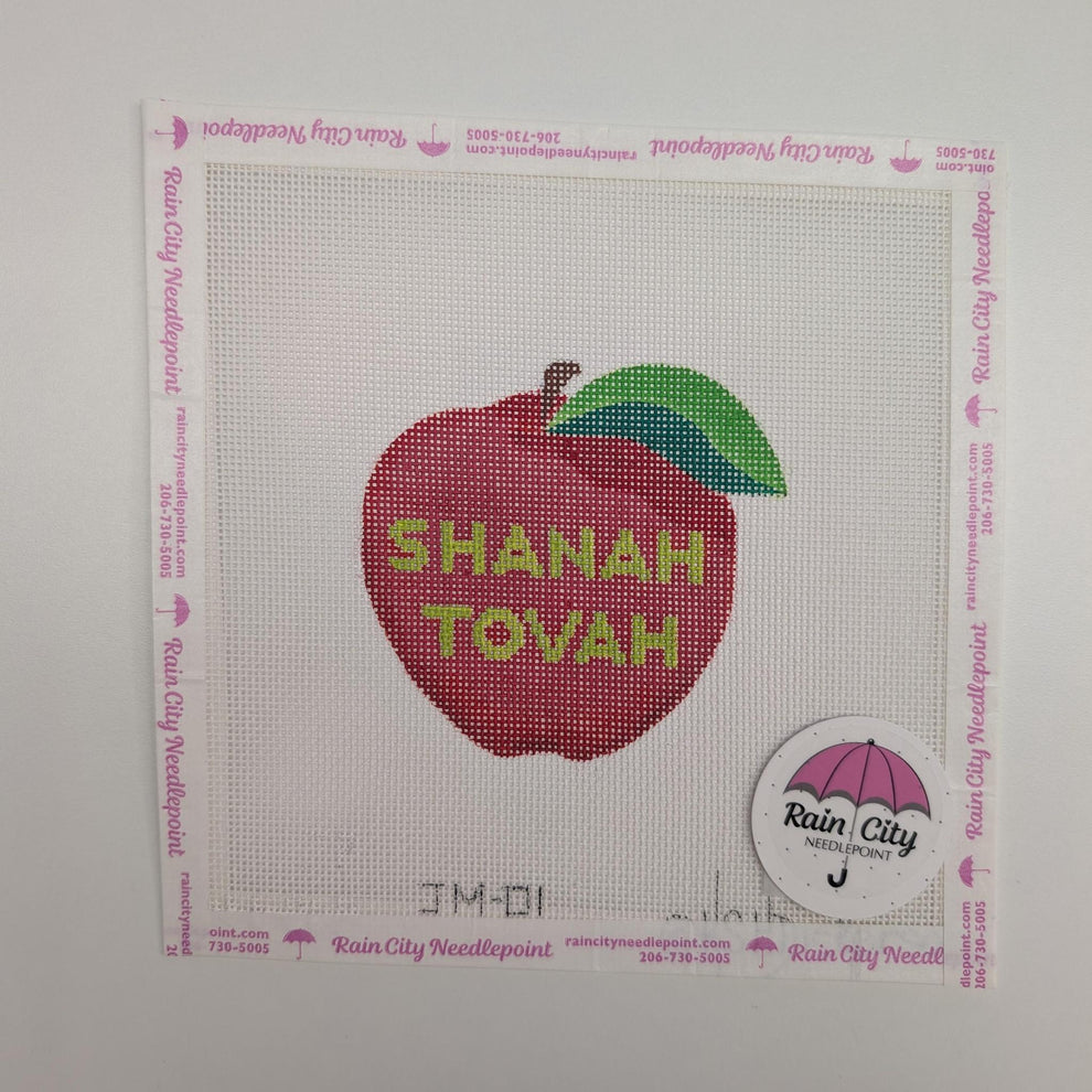 Kate Dickerson Needlepoint Collections Shanah Tovah Apple Rosh Hashana Needlepoint Canvas