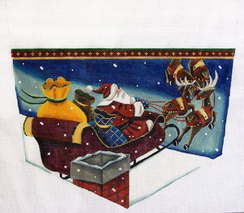 Rebecca Wood Designs On The Roof Stocking Cuff Needlepoint Canvas - 18M