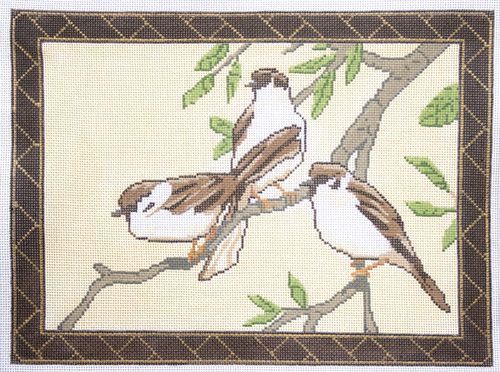 Rittenhouse Needlepoint Three Sparrows Needlepoint Canvas