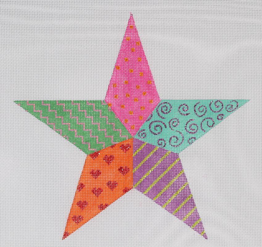 Kate Dickerson Needlepoint Collections Christmas Tree Topper Funky Fiesta Star Needlepoint Canvas