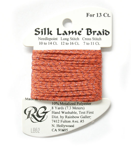 Rainbow Gallery Silk Lame Braid 13 - 052 Pumpkin