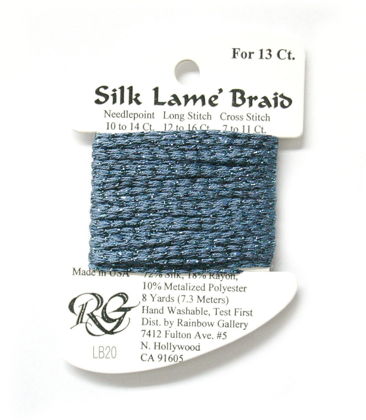 Rainbow Gallery Silk Lame Braid 13 - 020 Dark Antique Blue