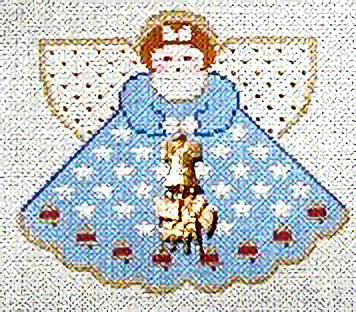 Painted Pony Designs 4th of July (blue) Angel w/char Needlepoint Canvas