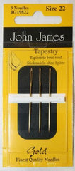 John James Gold Plated Tapestry Needles Size 22