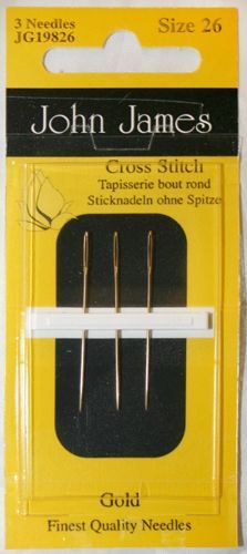 John James Gold Plated Tapestry / Cross Stitch Needles Size 26