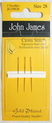 John James Gold Plated Tapestry / Cross Stitch Needles Size 28