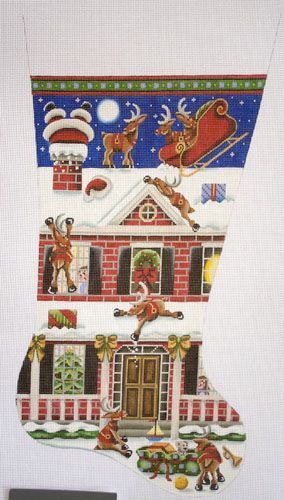 Rebecca Wood Designs Bad Landing Christmas Stocking Needlepoint Canvas