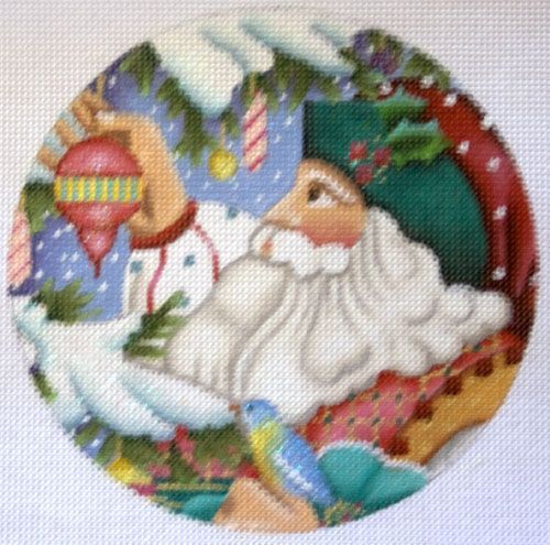 Melissa Shirley Designs Peppermint Santa Face Needlepoint Canvas