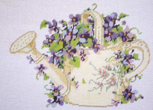 Sandra Gilmore Flower Watering Can Needlepoint Canvas