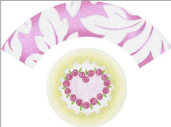 Melissa Shirley Designs Floral Frame Heart Cupcake Needlepoint Canvas