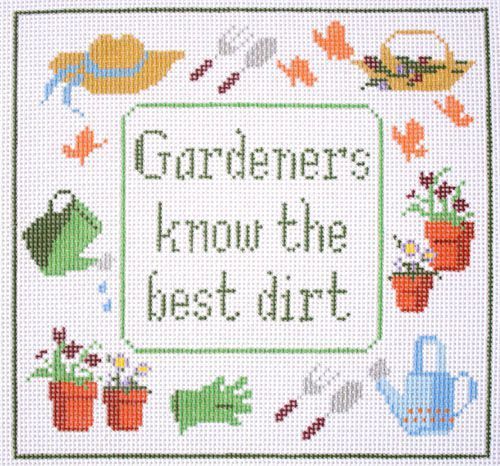 Winnetka Stitchery Gardener's KNow the Best Dirt Needlepoint Canvas