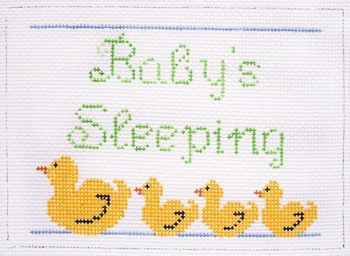 Winnetka Stitchery Baby Sleeping Sign Ducks Needlepoint Canvas