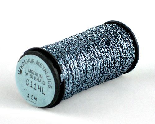 Kreinik Medium Braid #16 - 011HL Gun Metal Hi Lustre