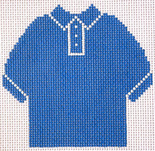 Silver Needle Blue Polo Shirt Ornament Needlepoint Canvas