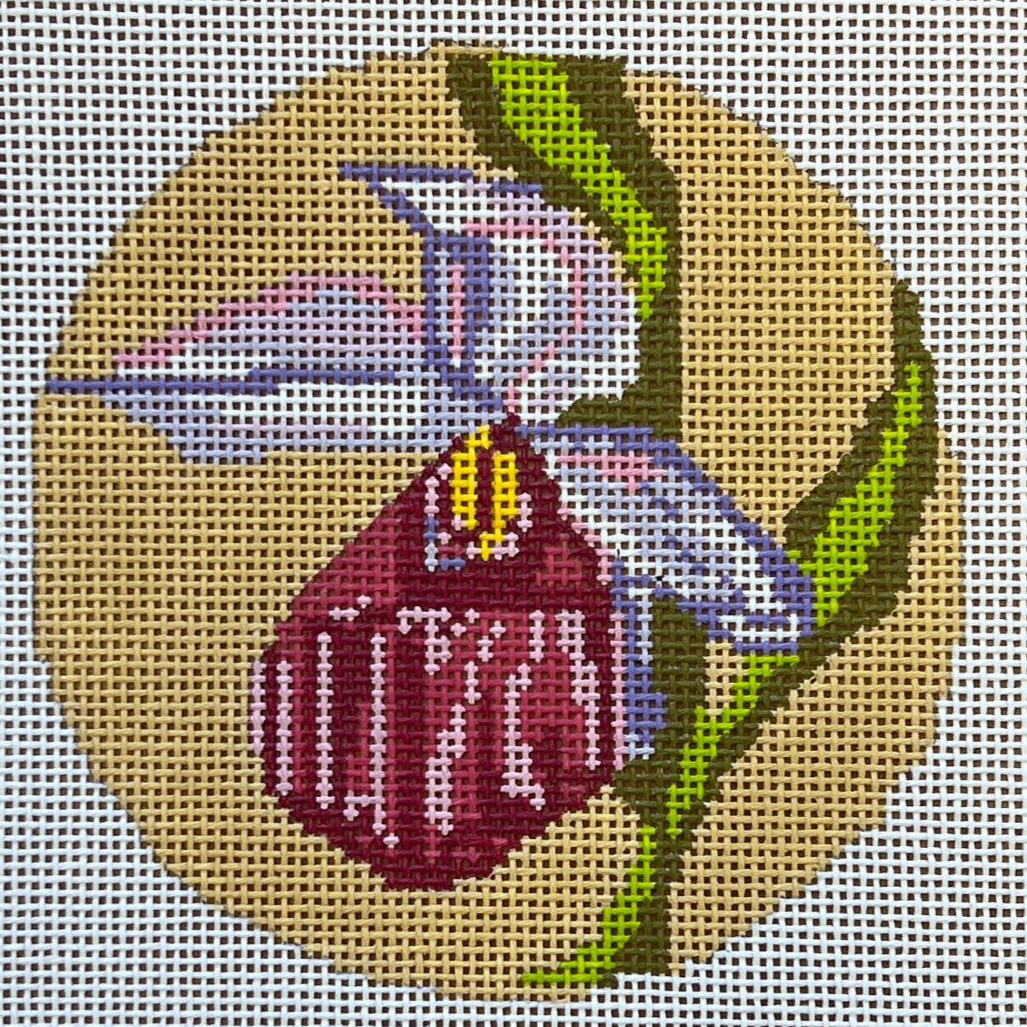 The Gingham Stitchery Amelia Bond Designs Lady Slipper Ornament Needlepoint Canvas